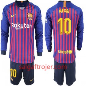 FC Barcelona Fodboldtrøjer Messi 10 Børn Hjemmebanesæt 2018/19 Langærmet